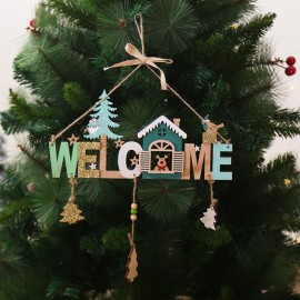 Christmas Wooden Bells Letter Pendant Welcome to the Door Sign Creative Shop Indicating Widget Hanging Decoration