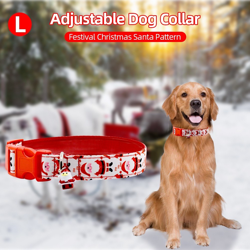 Adjustable Dog Collar Festival Christmas Santa Pattern Pet Gift Collar for Dogs Cats