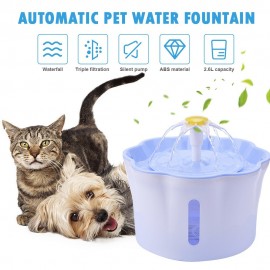 2.6L Automatic Pet Water Fountain Silent Drinking Electric Water Dispenser Feeder Bowl for Cats Dogs Multiple Pets with 1 Mat
