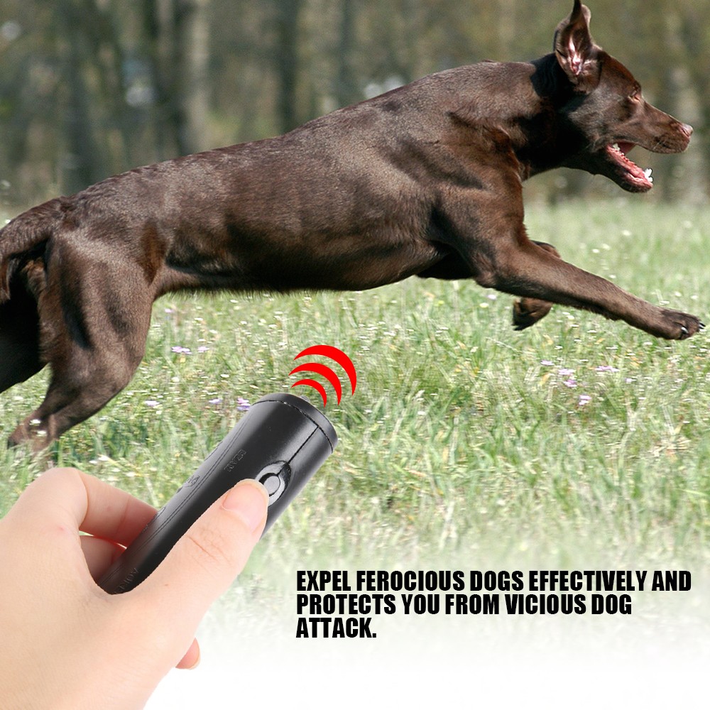 3 in 1 Anti Barking Stop Bark Device Portable Handheld Ultrasonic Pet Dog Repeller Control Training Device Trainer With LED Black