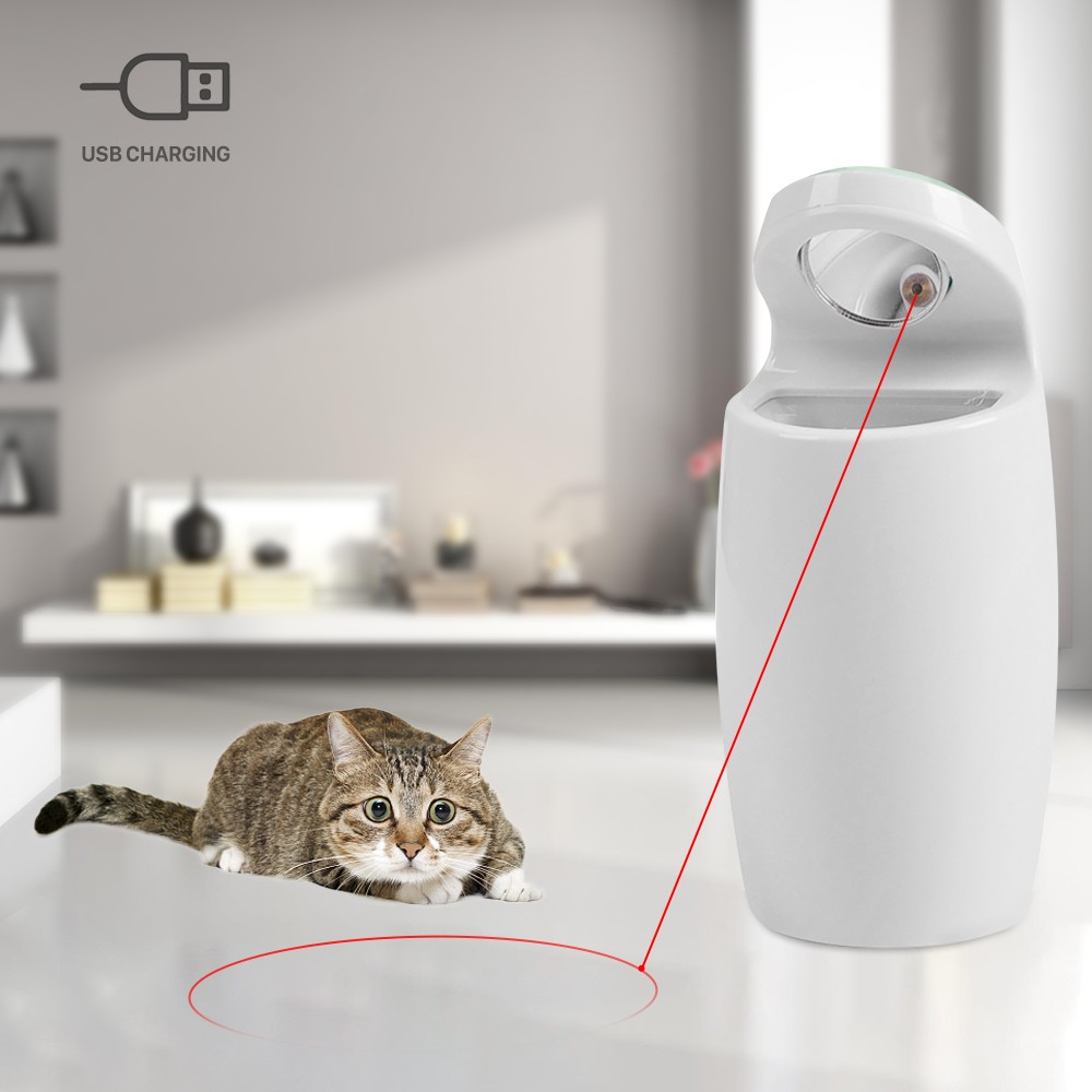 Cat Toy Cat Tracking Red Light Toy Cat Interactive Toy Auto Rotating Light Chaser Toy for Cats USB Charging