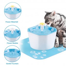 1.6L Automatic Pet Water Fountain Silent Drinking Electric Water Dispenser Feeder Bowl for Cats Dogs Multiple Pets with 1 Mat