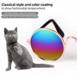 Pet Cat Glasses Classic Retro Circular Stylish Dog Goggles Sunglasses UV Protection for Cats Small Puppies