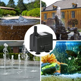450L/H 6W Submersible Water Pump for Aquarium Tabletop Fountains Pond Water Gardens and Hydroponic Systems with 2 Nozzles AC110V