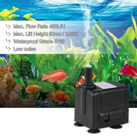 450L/H 6W Submersible Water Pump for Aquarium Tabletop Fountains Pond Water Gardens and Hydroponic Systems with 2 Nozzles AC110V