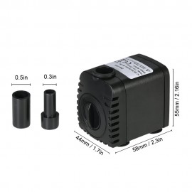 600L/H 8W Submersible Water Pump for Aquarium Tabletop Fountains Pond Water Gardens and Hydroponic Systems with 2 Nozzles AC220-240V