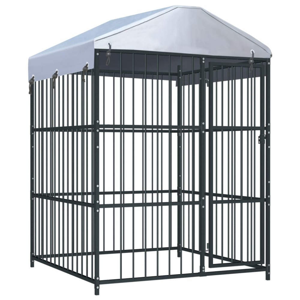Outdoor dog kennel with canopy 150 x 150 x 200 cm