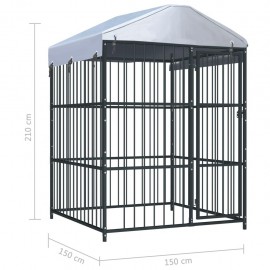 Outdoor dog kennel with canopy 150 x 150 x 200 cm