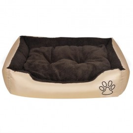 Dog Bed with soft padding Size M Beige