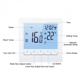 Wi-Fi Smart Thermostat Digital Temperature Controller APP Control LCD Display Week Programmable Electric Floor Heating Thermostat for Home School Office Hotel 16A