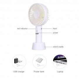 homgeek Mini Handheld Fan Cooling Electric Fan Personal Fan Portable Desk Fan with Base 3 Speed Adjustable USB Rechargeable for Travel Office Household Use