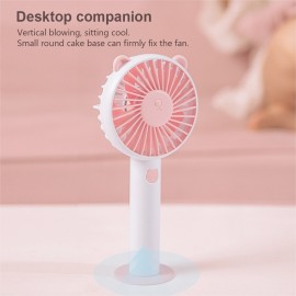 Handheld Mini Fan USB Rechargeable Adjustable Wind Speed Cute Bear Cartoon Desktop Cooling Fan With Stand