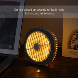 Mini USB Table Fan with Rotating Cover Mask 3 Speeds 180° Wind Direction and Adjustable Night Light Desktop Fan for Office Home