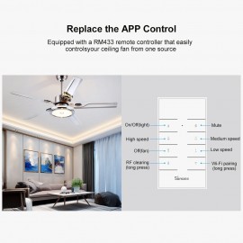 SONOFF IFan03+RM433 Ceiling Fan Controller Smart Switch Controller with RF Remote WiFi Smart Ceiling Fan Light Controller APP Remote Control ON /OFF Control Fan Compatible with Alexa Google Home/Nest IFTTT