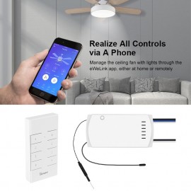 SONOFF IFan03+RM433 Ceiling Fan Controller Smart Switch Controller with RF Remote WiFi Smart Ceiling Fan Light Controller APP Remote Control ON /OFF Control Fan Compatible with Alexa Google Home/Nest IFTTT