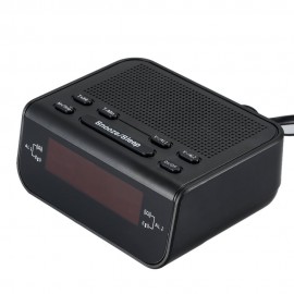 Compact Digital Alarm Clock FM Radio with Dual Alarm Buzzer Snooze Sleep Function Red LED Time Display