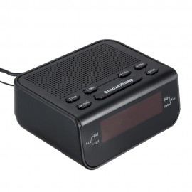 Compact Digital Alarm Clock FM Radio with Dual Alarm Buzzer Snooze Sleep Function Red LED Time Display