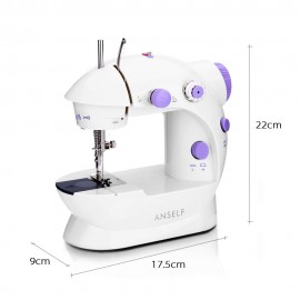 Anself Mini Household Purple Electric Sewing Machine 2 Speed Adjustment with Light Foot Pedal AC100-240V