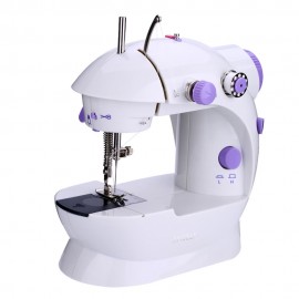 Anself Mini Household Purple Electric Sewing Machine 2 Speed Adjustment with Light Foot Pedal Extension Table AC100-240V