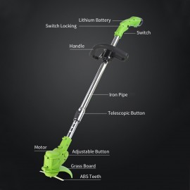 Cordless String Trimmer Path Grass Brush Cutter Outdoor Lawn Mower Trimmer Cutting Grass Eater Tool Heavy Duty Telescopic String Trimmer with Charger